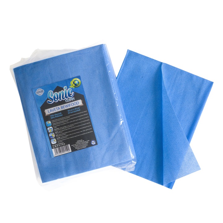 Set 25 Lavete Universale, Vascoza si celuloza, Albastru, 50x45 cm