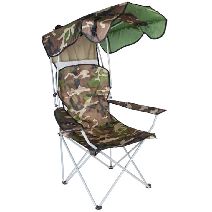 IdealStore Panama Összecsukható horgász szék, Mérete 92 x 130 cm, Napellenző, Pohártartó, Robusztus és tartós, Szállító tok, Maximális terhelés 120 kg