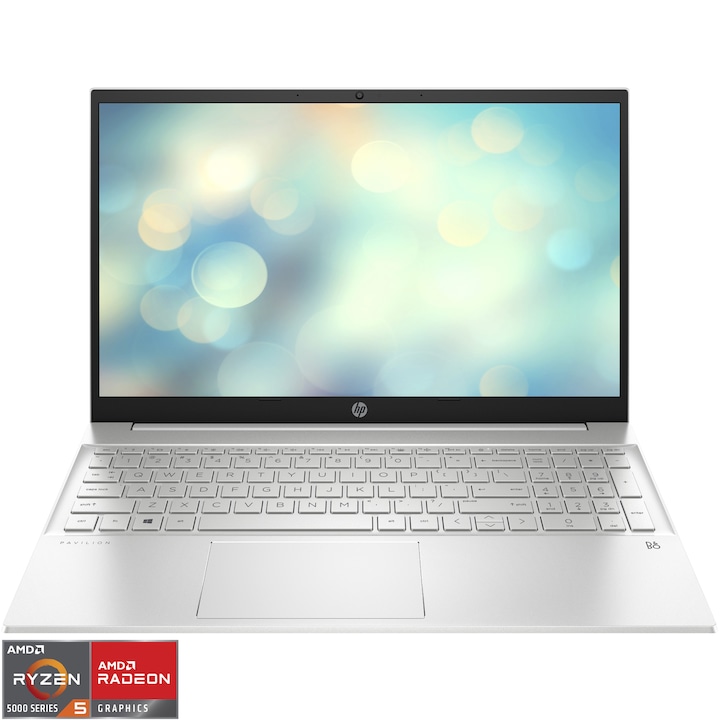 Laptop HP Pavilion 15-eh2020nq cu procesor AMD Ryzen™ 5 5625U pana la 4.30 GHz, 15.6", Full HD, IPS, 16GB, 512GB SSD, AMD Radeon™ Graphics, Free DOS, Natural Silver