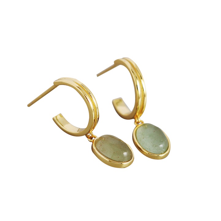 Női fülbevaló, ezüst/opál, arany