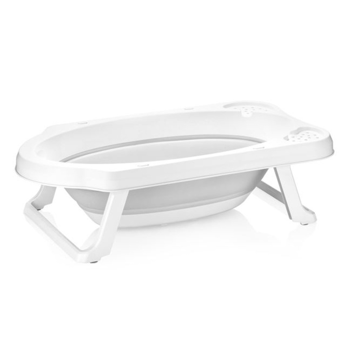 Cada pliabila anatomica pentru copii, inclus dop scurgere si sitem anti-alunecare, suport pentru burete si sapun, alb - gri, 79 x 45 x 23 cm