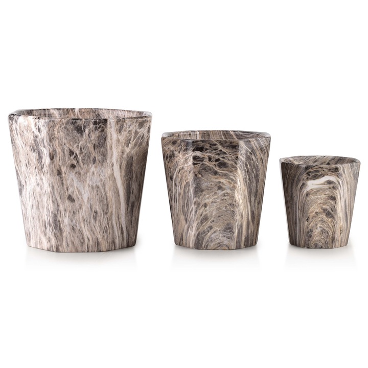 Set 3 ghivece, Mondex, Ceramica, XL/L/M, Multicolor