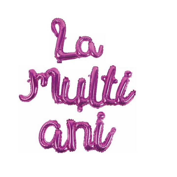 3 db fém fólia lufi készlet, "Happy Birthday", kézzel írt, bíbor