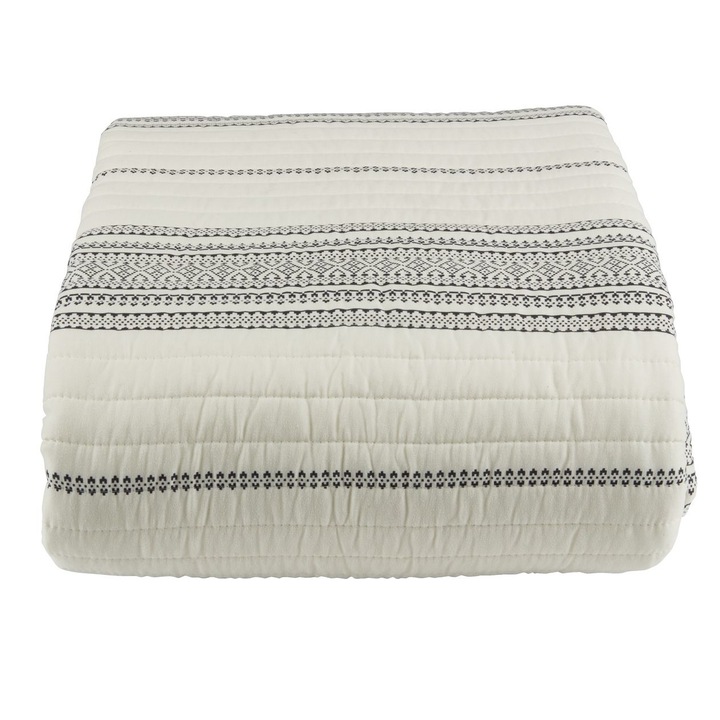 Cuvertura de pat, 100% poliester, 220x240 cm, Bej / Negru