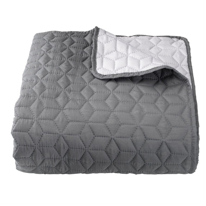 Cuvertura de pat, 100% poliester, 160x220 cm, Gri