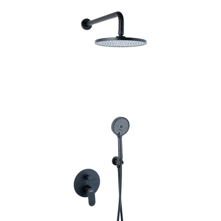 Baterie cada TRENDY’S, monocomanda incastrata in perete, negru mat