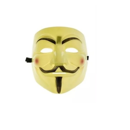 Маска Anonymous Vendetta, Пластмаса, Жълт, Черна, Червена, Универсален ...