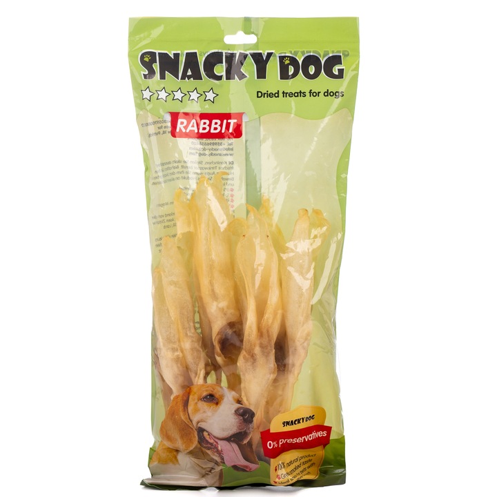 Награда за кучета Snacky Dog заешки уши без козина, 100 гр