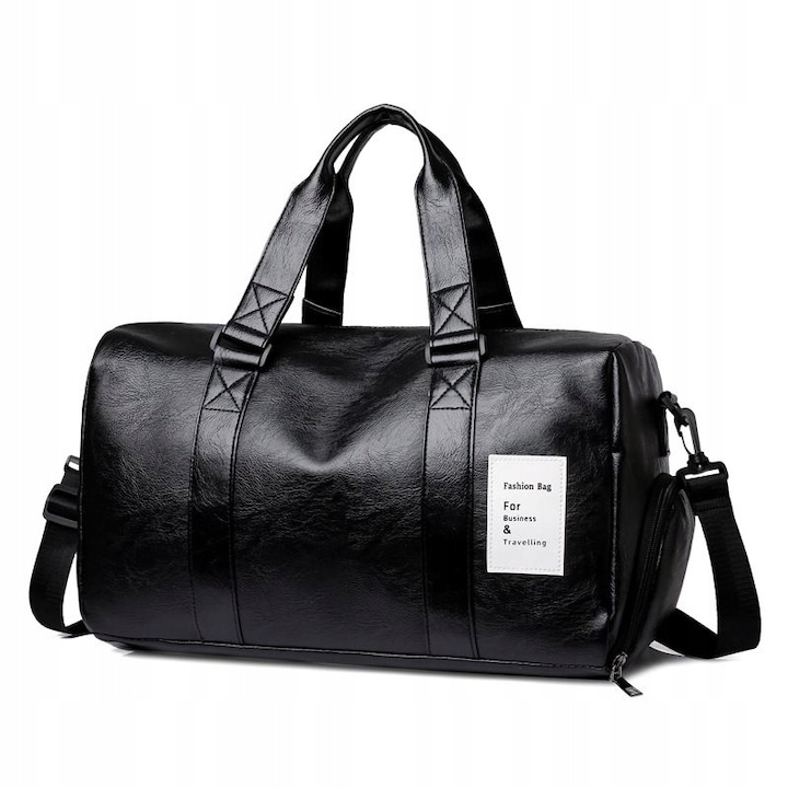 Пътна чанта Inne, Кожа, 40 x 24 x 24 см, Черен