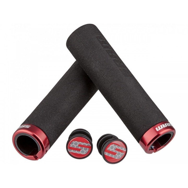 SRAM Locking Foam Grips markolat készlet, 129 mm, fekete/piros