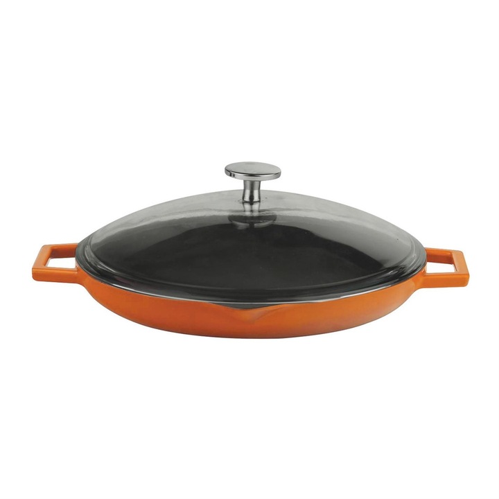 Tigaie fonta, cu capac, 26cm, "Glaze", Portocaliu - LAVA