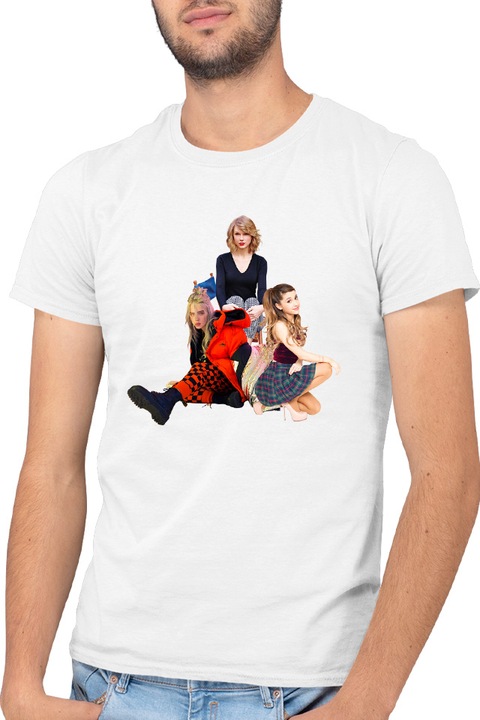 Tricou barbati Taylor Swift Billie Eilish Ariana Grande, alb, marime L