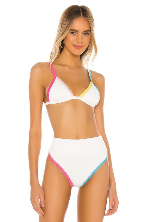 Costum de baie 2 piese cu aspect reiat, Palermo, Alb 19