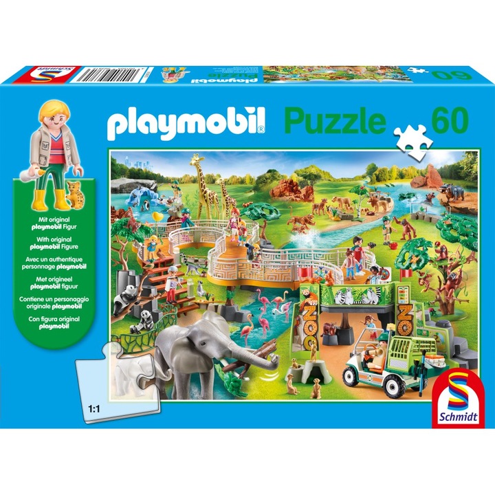 Schmidt puzzle - Playmobil: Állatkert, 60 darab, Playmobil figurával