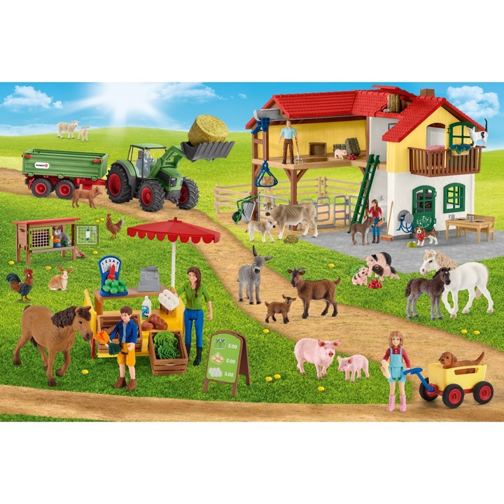 Пъзел Schmidt - Schleich Farm World: Ферма и пазар, 100 части, С фигурки на животни