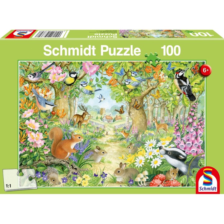 Schmidt puzzle - Állatok az erdőben, 100 darab