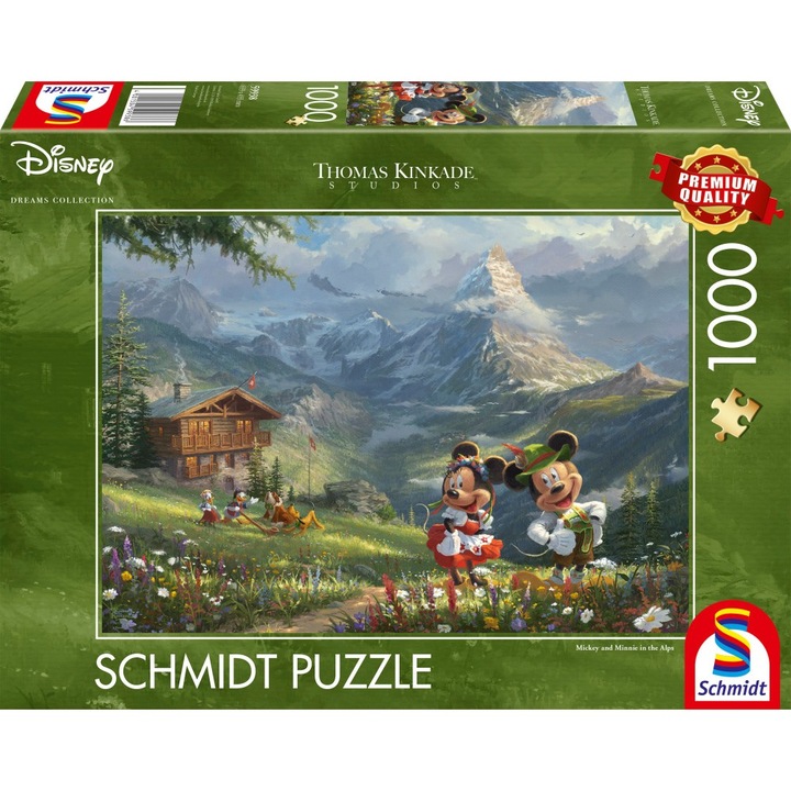 Пъзел Schmidt - Thomas Kinkade: Disney - Мики и Мини в Алпите, 1000 части