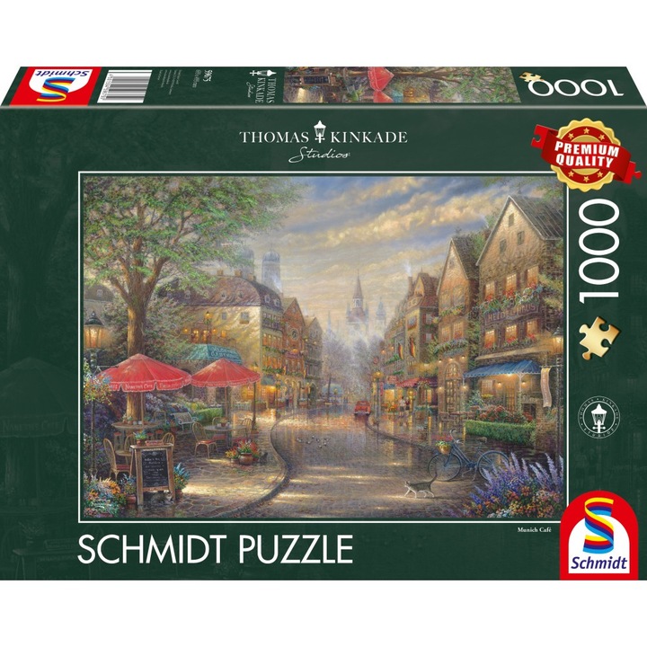 Puzzle Schmidt - Thomas Kinkade: Cafenea in Munchen, 1000 piese