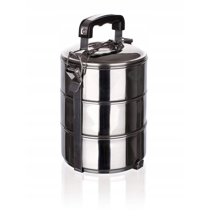 Set 3 recipiente pentru alimente, Banquet, Story Line, Inox, 2.1L, 13 x 5.7 cm, Argintiu