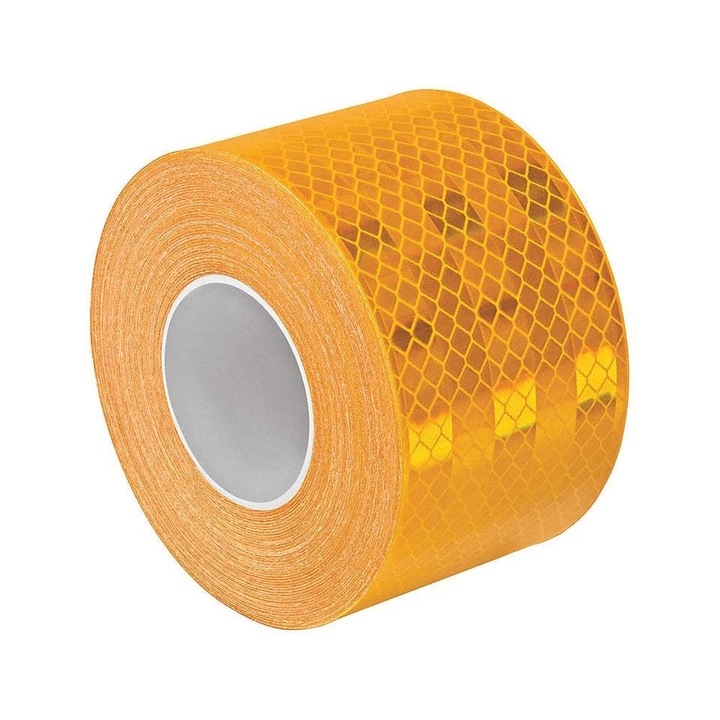 Sárga fényvisszaverő szalag, 25m, autóhoz, méhsejt minta