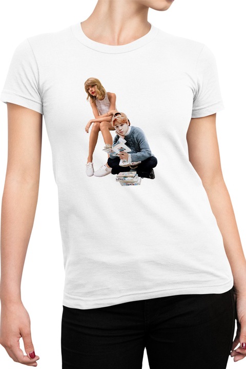 Tricou Femei Taylor Swift BTS Jimin Comics Concept, alb, marime L