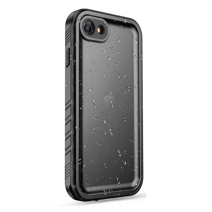 Carcasa waterproof TECH-PROTECT Shellbox compatibila cu iPhone 7/8/SE 2020/2022, IP68, Protectie display, Negru
