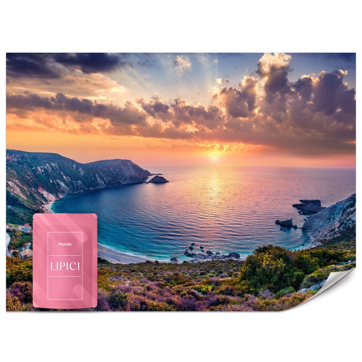 Fototapet Mare Apus Peisaj Efect 3D 180 x 120 cm Vlies, Decor creativ, Usor de curat