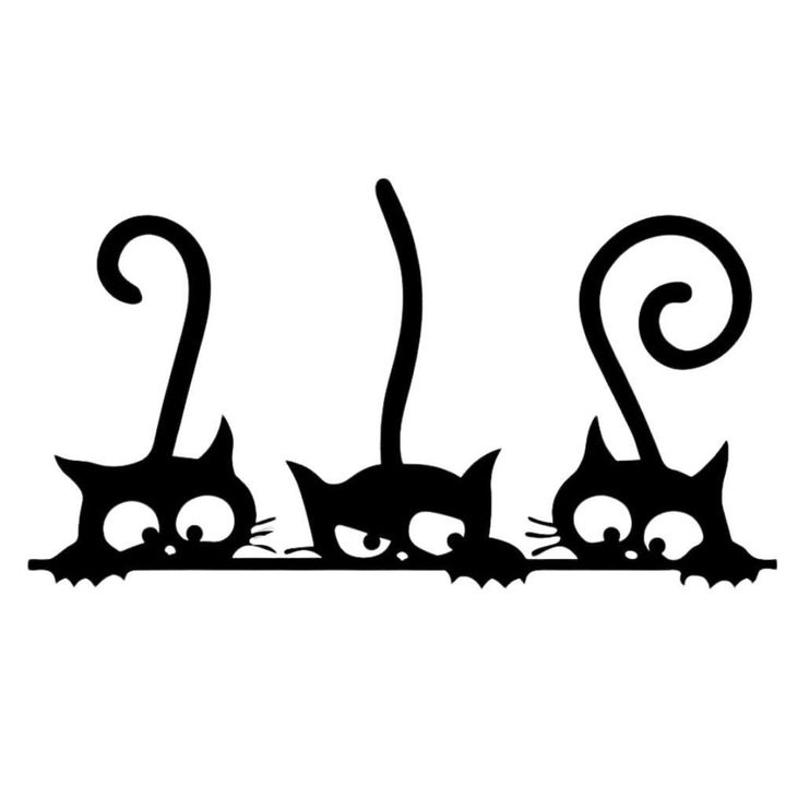 Decoratiune metalica de perete Krodesign Three Cats, 60 cm, grosime 1.5 mm