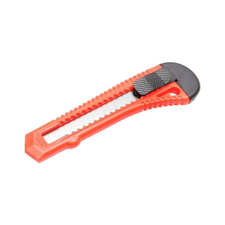 Cutter cu carcasa din plastic, 14 cm, fara blocator - Rosu
