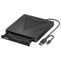 DVD Writer Extern, JESWO®, USB 3.0/Type-C, CD, DVD +/-, Plug & Play, Transfer de mare viteza, Compatibil Mac, iMac, MacBook Por/Air, desktop Linux, Windows 11/10/8.1/7/XP, Negru