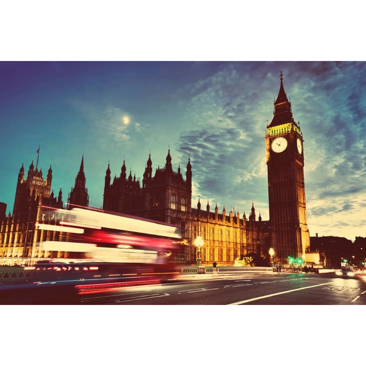 Öntapadó PVC tapéta - Big Ben In The Moonlight, 100 x 150 cm