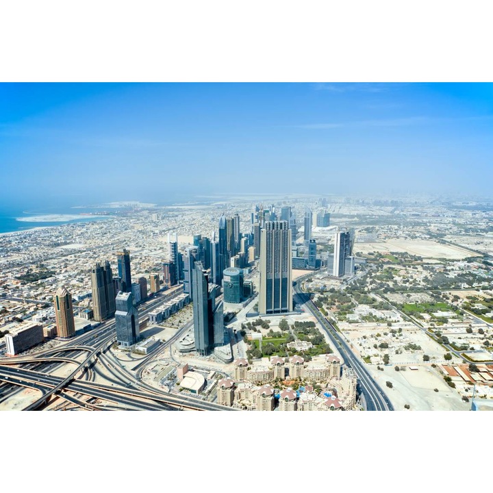 Fototapet autoadeziv PVC - Vedere Aeriana Cu Orasul Dubai, 100 x 150 cm
