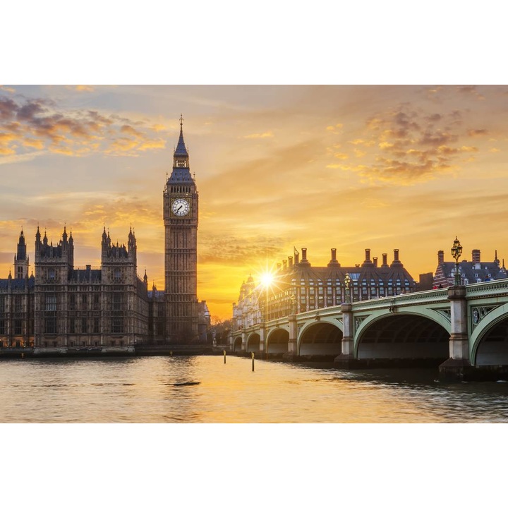 Öntapadó PVC tapéta - Big Ben és London Bridge At Sunset, 100 x 150 cm
