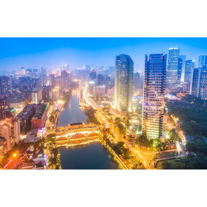 PVC öntapadó tapéta - Modern Architecture At Midnight, 100 x 150 cm