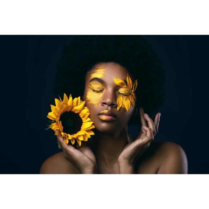 PVC öntapadós tapéta - Woman With Sunflower, 100 x 150 cm