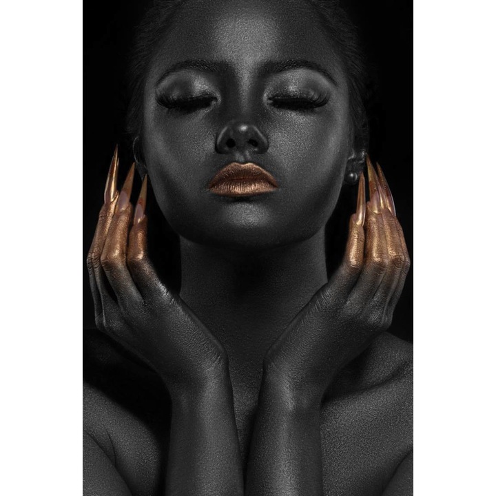 PVC öntapadós tapéta - Woman With Golden Lipstick, 100 x 150 cm