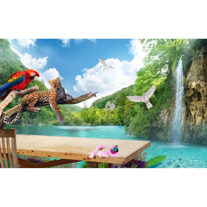 PVC öntapadó tapéta - Jungle Waterfall, 400 x 250 cm