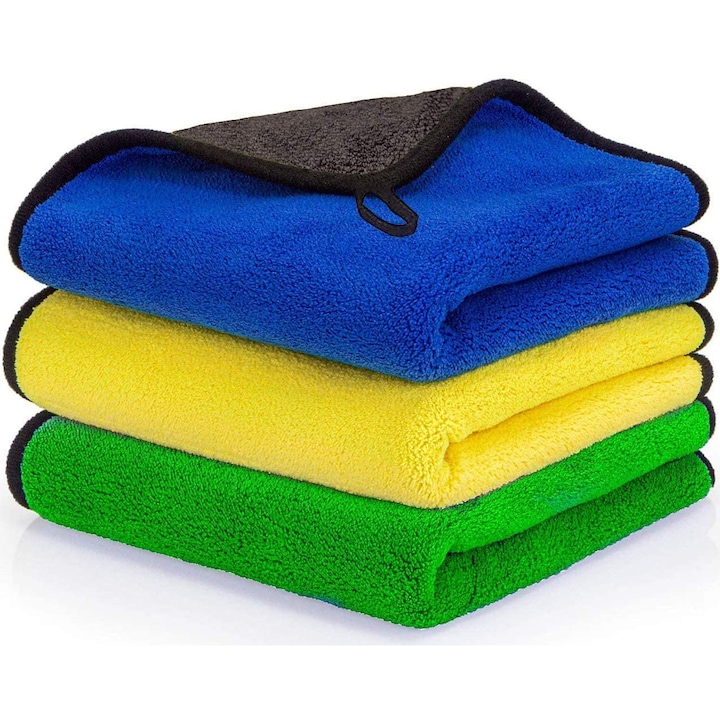 Комплект 3 кърпи за кола Cindy, Микрофибър, Многоцветен