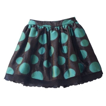 Fusta cu buline verzi pentru fetite, Negru / Verde Fusta cu buline verzi pentru fetite, Negru / Verde