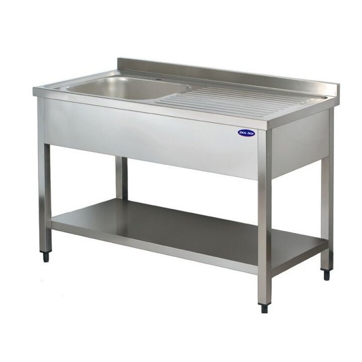 Spalator inox, IDEAL INOX, 1 cuva pe stanga, polita inferioara si picurator, 1400x600x850