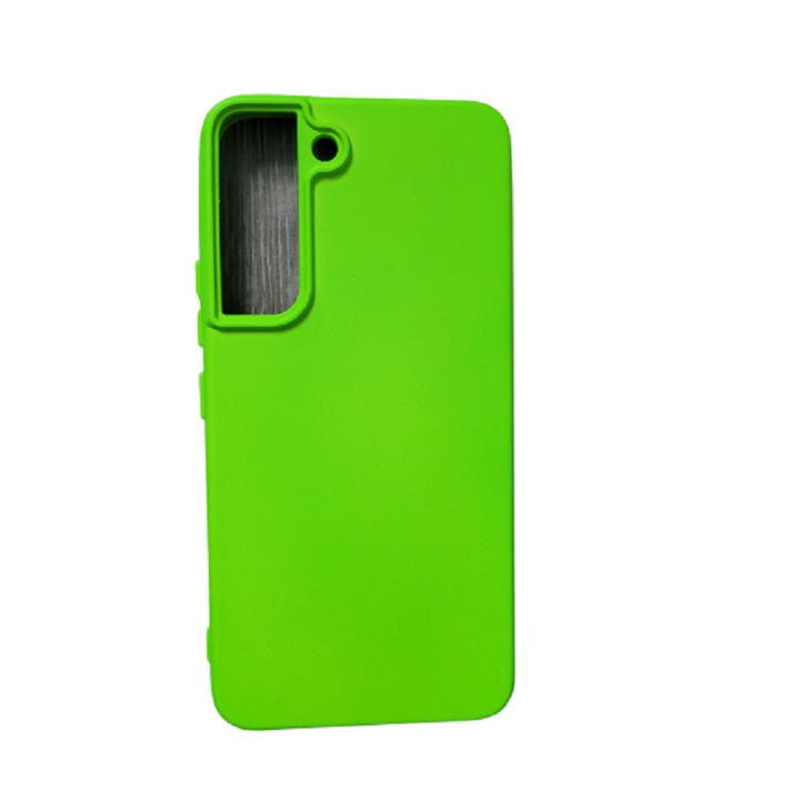 Husa silicon antisoc cu microfibra in interior compatibila cu Samsung S22 Verde Neon