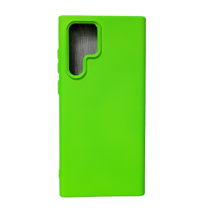 Husa silicon antisoc cu microfibra in interior compatibila cu Samsung S22 Ultra Verde Neon