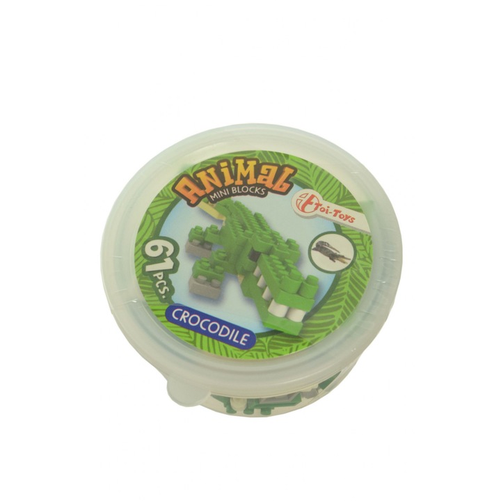 Animal mini blocks állatos építő játékok – krokodil, 61 db