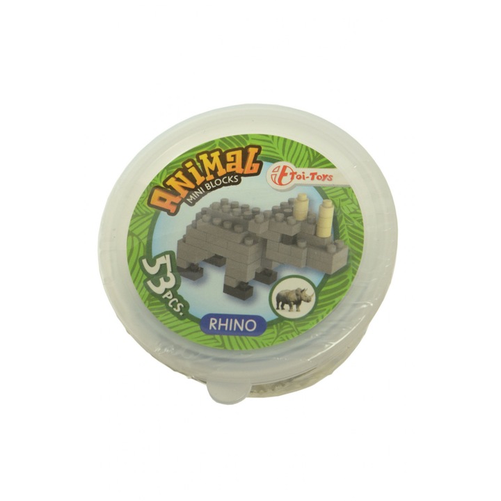 Animal mini blocks állatos építő játékok – rinocérosz, 53 db