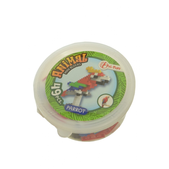 Animal mini blocks állatos építő játékok – papagáj, 49 db