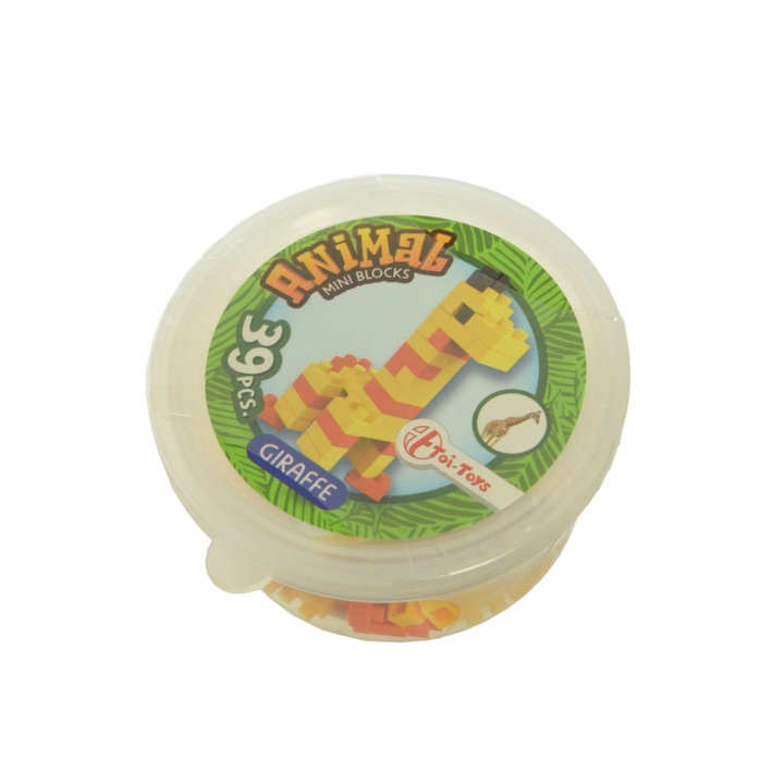 Animal mini blocks állatos építő játékok – zsiráf, 39 db