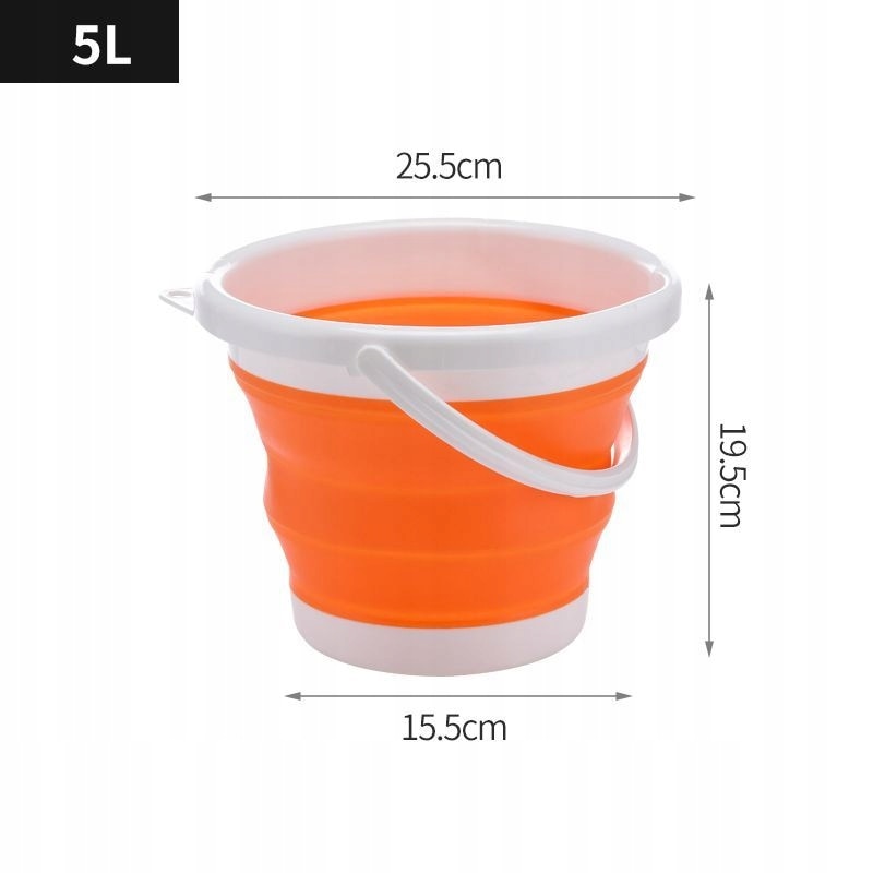 Сгъваема кофа 5 L, Силикон, Оранжево/Бяло - eMAG.bg