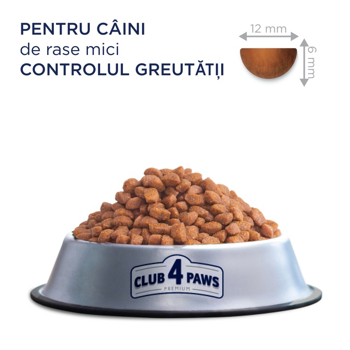 Hrana uscata completa Club 4 Paws Premium Light "Controlul Greutatii" pentru caini sterilizati de talie mica cu continut ridicat de curcan, 5kg