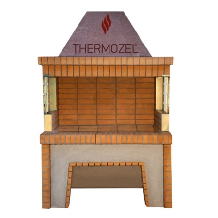 Gratar gradina Thermozel, Classic, beton si caramida refractara, galben, 107 x 82 x 208 cm, 760 kg