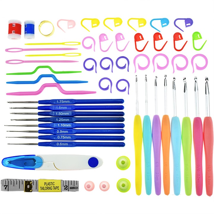 Set 53 accesorii crosete, NOUSEG, Inox/Plastic, Multicolor